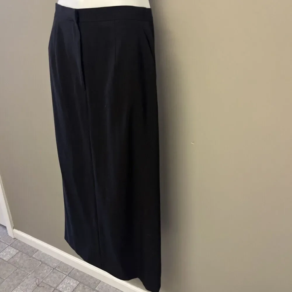 Talbots Women’s Black Stretch Mixed Blend Pleats Pockets Maxi Back Slit- Size 8